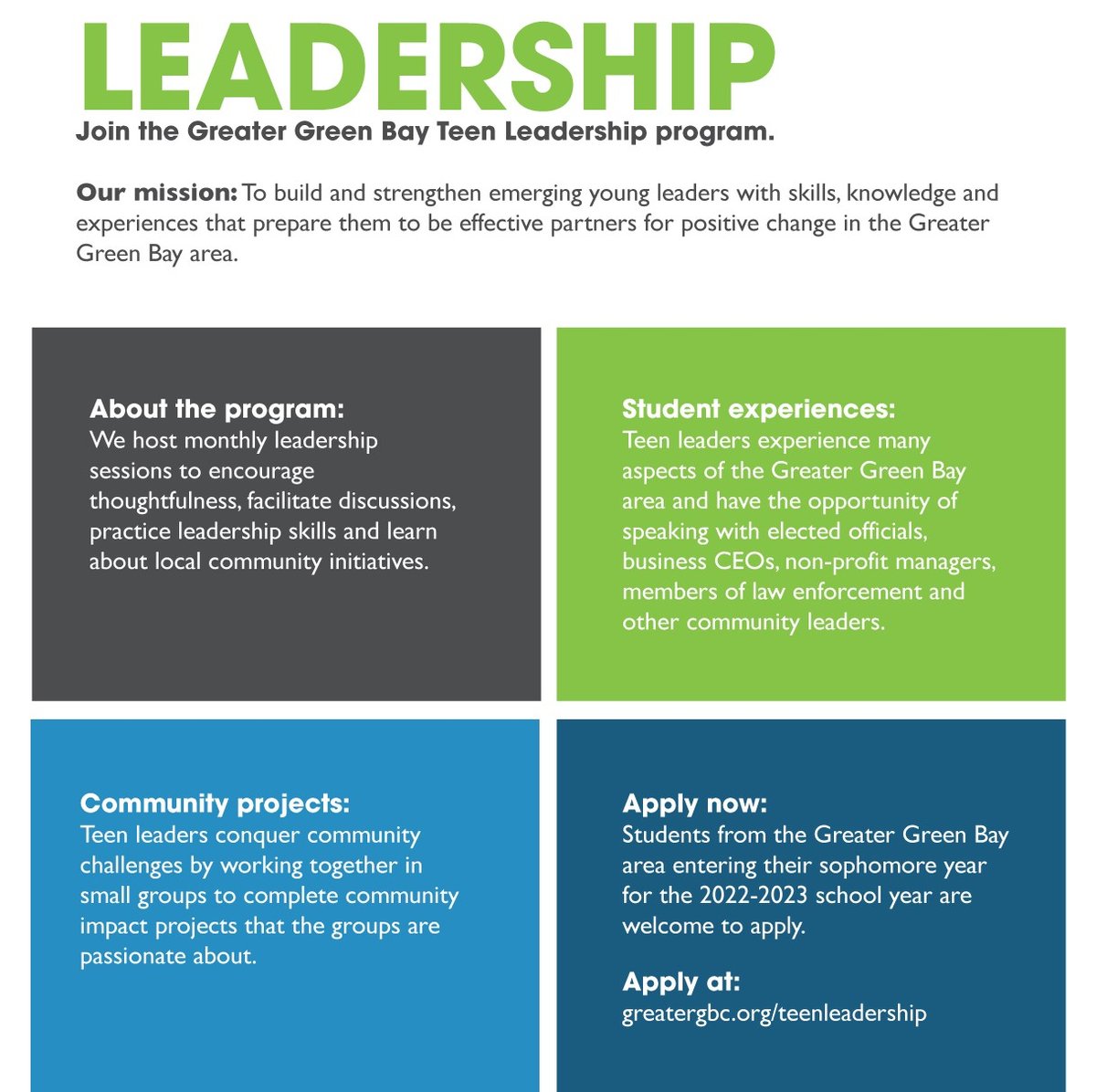 Greater Green Bay Teen Leadership Program | Greater Green Bay Chamber